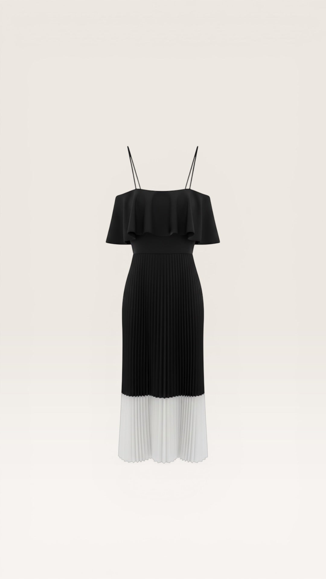 Black and White Pleated Gown