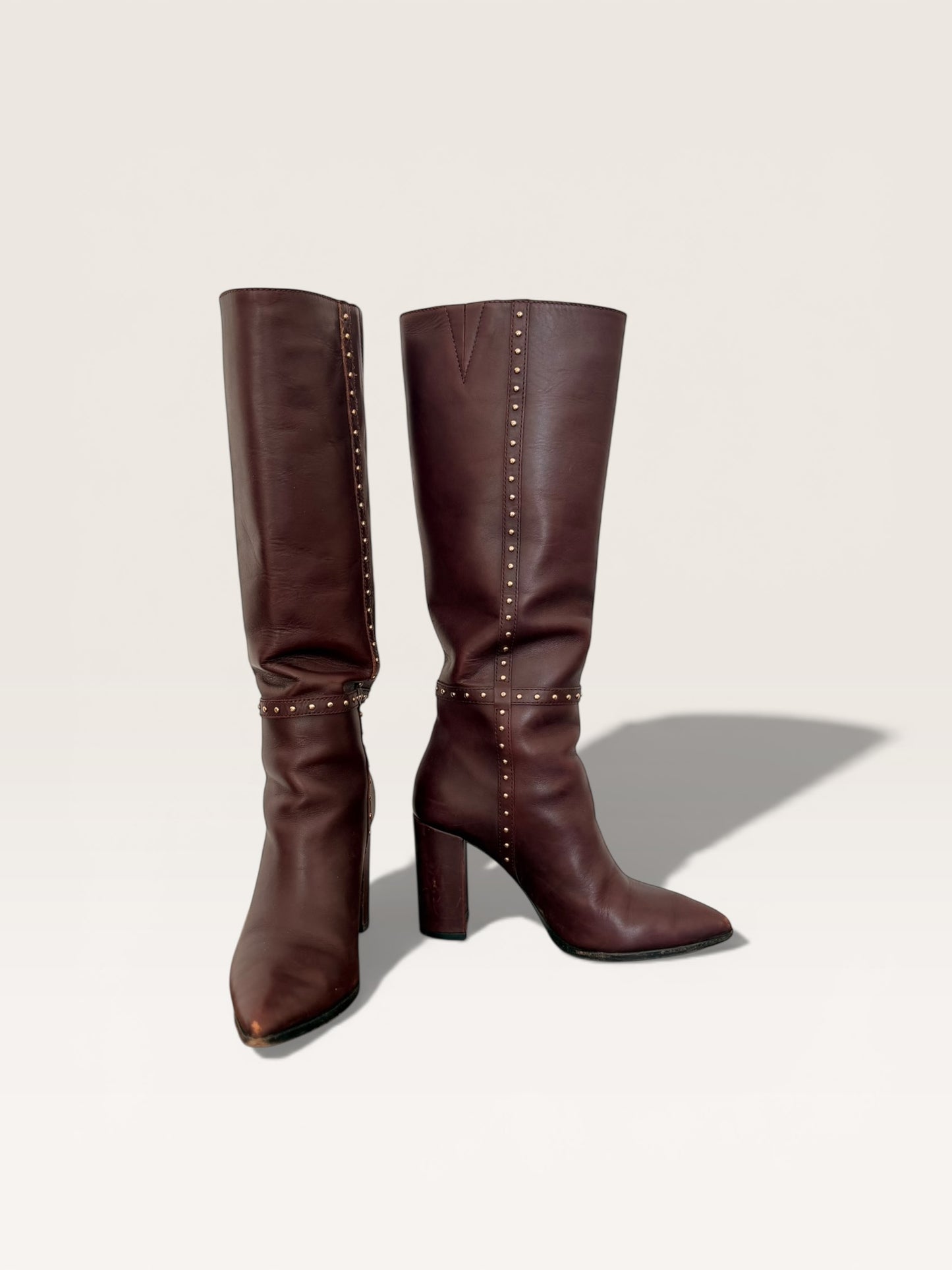 PAIGE Leather Studded Boots