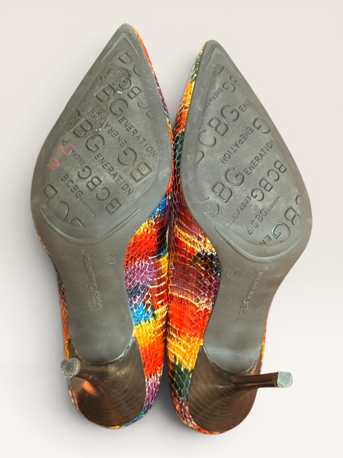 BCBGeneration Multicolor Snakeskin Pumps