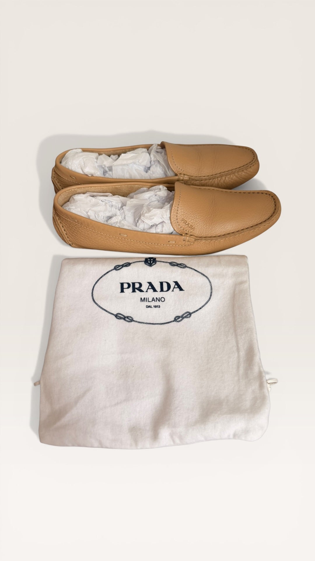 Prada Tan Genuine Leather Loafers