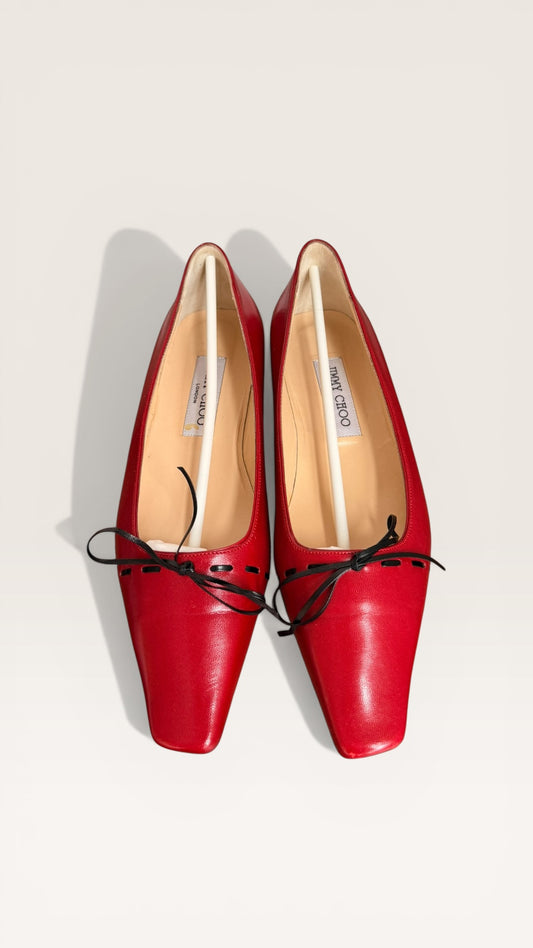 Jimmy Choo Red Leather Flats