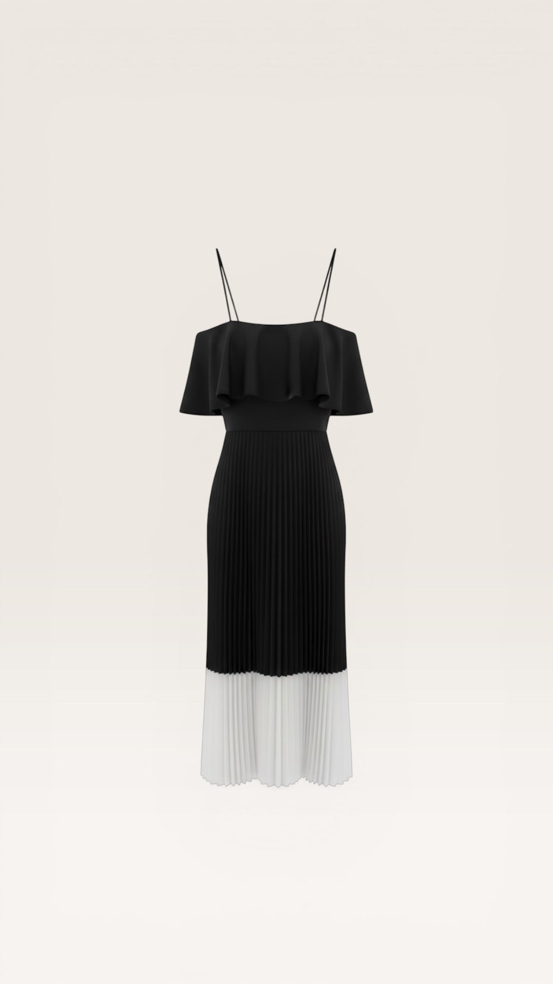 Black and White Pleated Gown